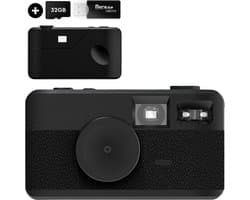 K&L Digitale Camera - Schermvrij - Oplaadbaar - 16.000 Foto's - Fotocamera - Vintage - Inclusief 32GB - Duurzaam - Zwart