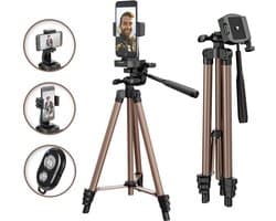 YSONIC Smartphone & Camera Tripod – Ideale Cadeau - Smartphone Statief – Telefoon Houder – Met Afstandsbediening & Draagtas – Verstelbaar – 40 tot 134 cm