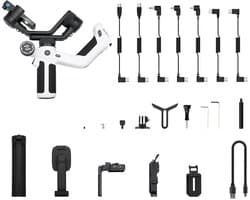 Gimbal Smartphone - Stabilisator voor Smartphone & Camera - Gimbal voor Smartphone & Camera - 360° - Kantelhoek +170°~-45° - Zwart/Wit - 3-Axis - Handheld spiegelloos - met AI-tracker Magnetic Fill