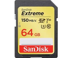 SanDisk Extreme SDXC 64GB - 150MB/s - Class 10 U3 V30