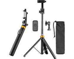 Studio ME Telefoon Statief - 180 cm - Selfiestick Tripod - Action Camera Statief - Incl. Bluetooth Afstandsbediening - Tripod Smartphone