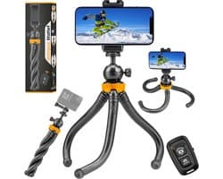 Studio ME Telefoon Statief - 25 cm - Tripod Smartphone - Flexibel - Zwart - Gorillapod - Telefoonhouder - Incl. Bluetooth Afstandsbediening - Tripod Iphone - Statief Telefoon