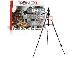 TronicXL Camerastatief 360° inclusief Tas I Tripod voor uw reis, productfotografie, geschikt voor macro, overhead selfie, 4K streaming - Kogelkop
