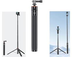 Uitschuifbare Selfiestick voor DJI Osmo Pocket 3/Action 4 - Verstelbare Lengte tot 138 cm, Ook Geschikt voor Insta360 ONE X3/X2, Inclusief Statiefbasis en Accessoires
