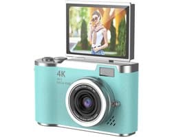 48MP digitale camera - 1080P digitale point-and-shoot camera - Ingebouwde LED-flitser - Inclusief 32GB geheugenkaart + kaartlezer - Draagbare retro CCD-camera - Groen