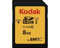 Kodak Premium Performance 580X® 8GB SDHC-kaart - Full HD - UHS-I U1 - Class 10 - V10 - SDHC Geheugenkaart