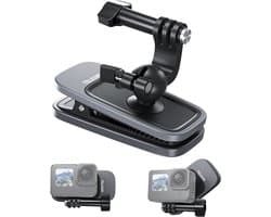 Telesin Backpack clip voor action cam - Magnetisch & draaibaar - Rugzak bevestiging voor GoPro / Insta360 / DJI Osmo Action - Zwart/Grijs