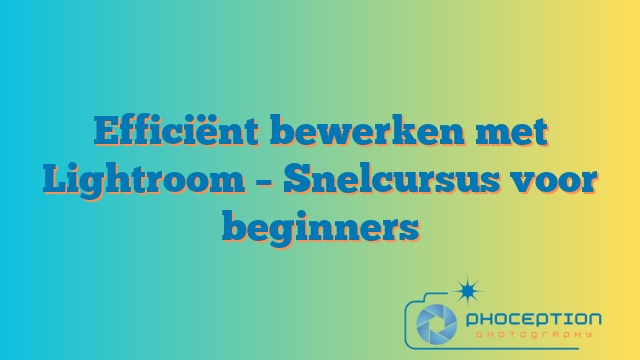 Efficiënt bewerken met Lightroom – Snelcursus voor beginners