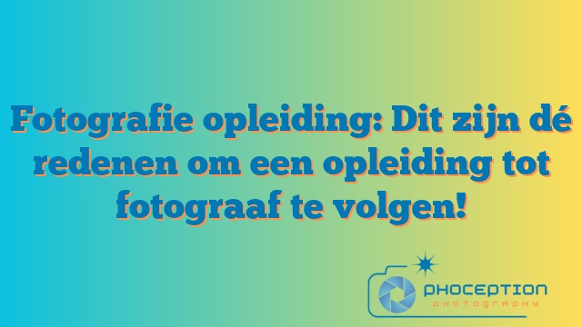 Fotografie opleiding: Dit zijn dé redenen om een opleiding tot fotograaf te volgen!